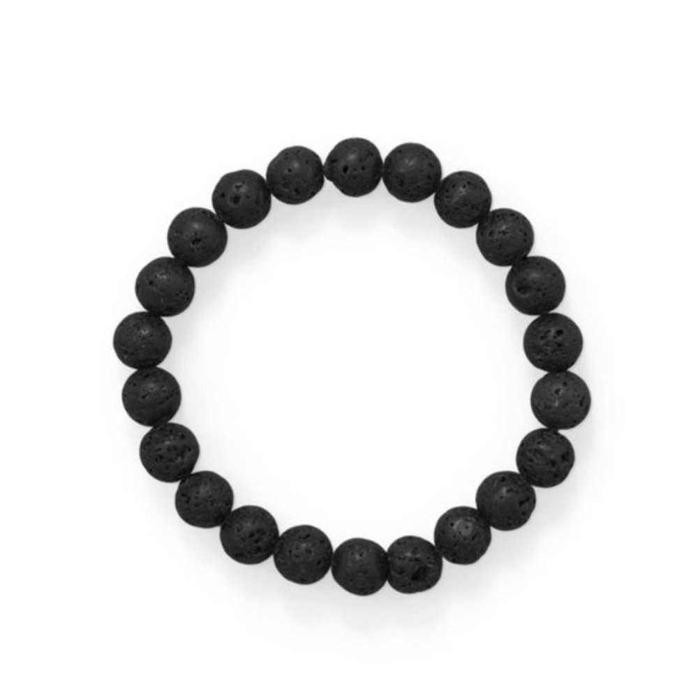 Black Lava Bead Stretch Bracelet v4